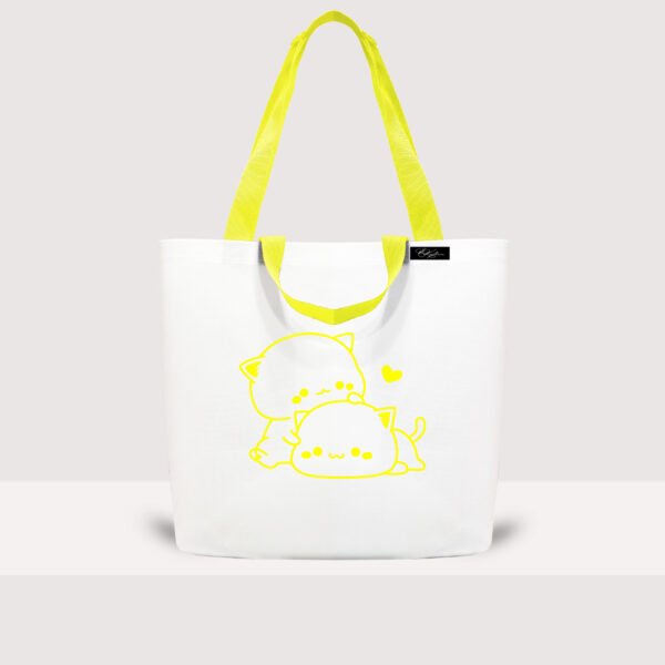 большая сумка-шоппер желтые котики